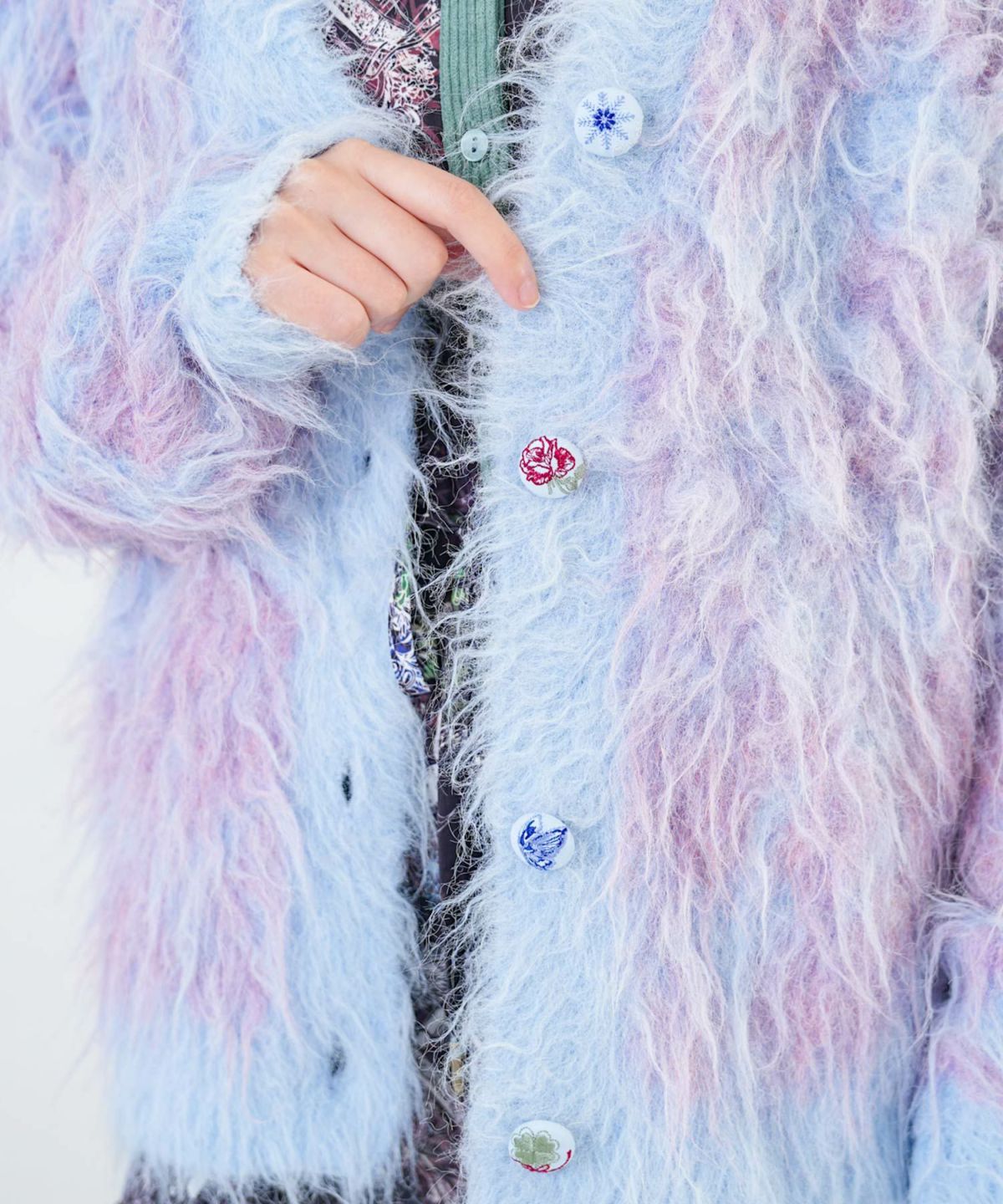 マーブル模様シャギーニットカーディガン-14