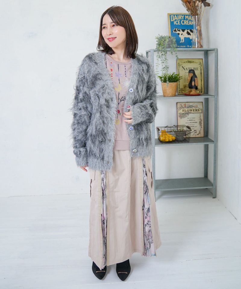 マーブル模様シャギーニットカーディガン-19