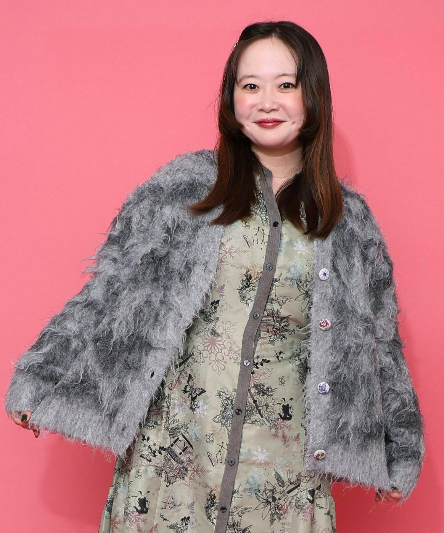 マーブル模様シャギーニットカーディガン-22