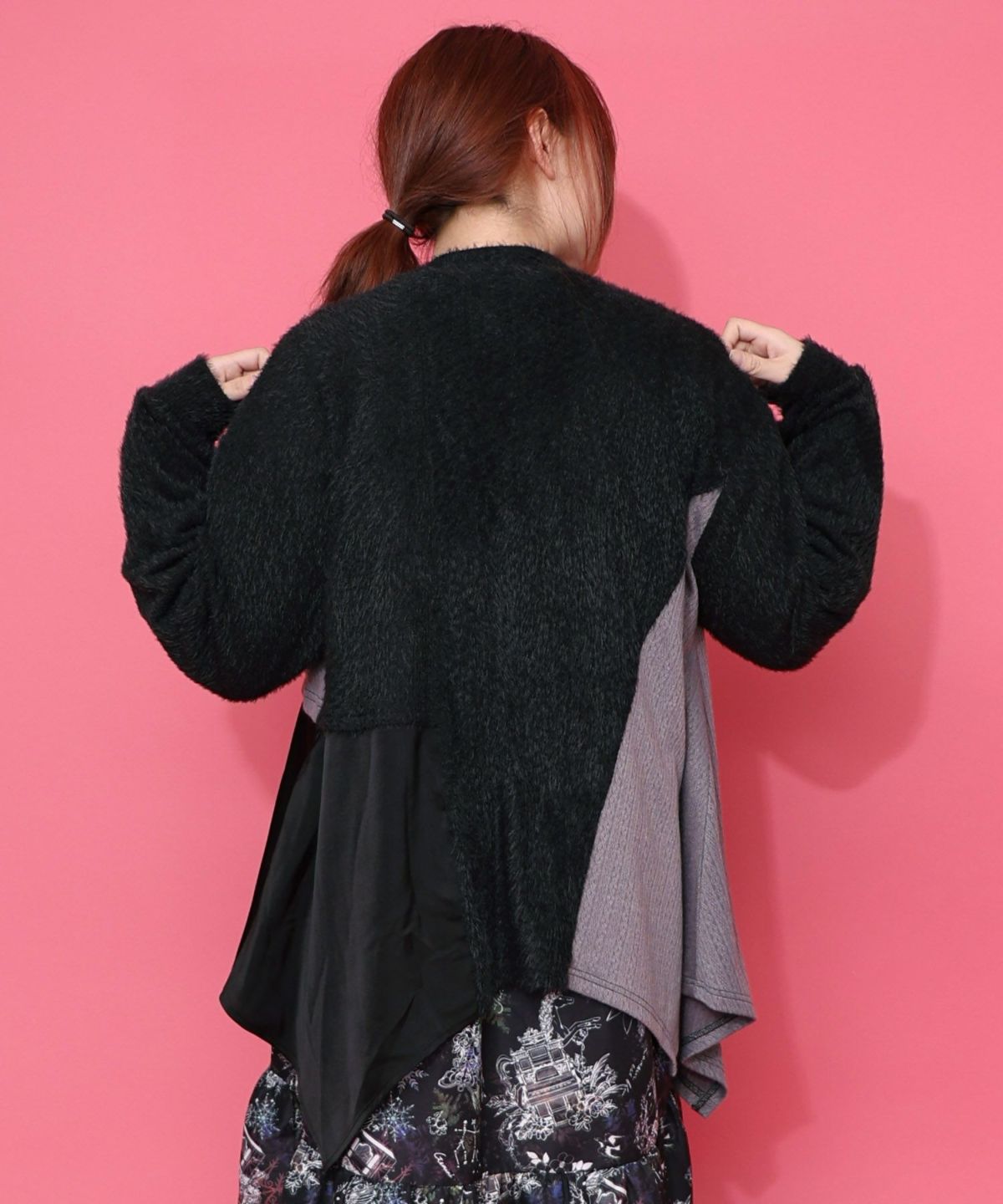 3素材ミックス花×蝶刺繍カーディガン-4