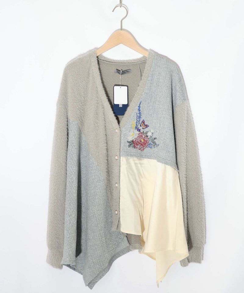 3素材ミックス花×蝶刺繍カーディガン-8