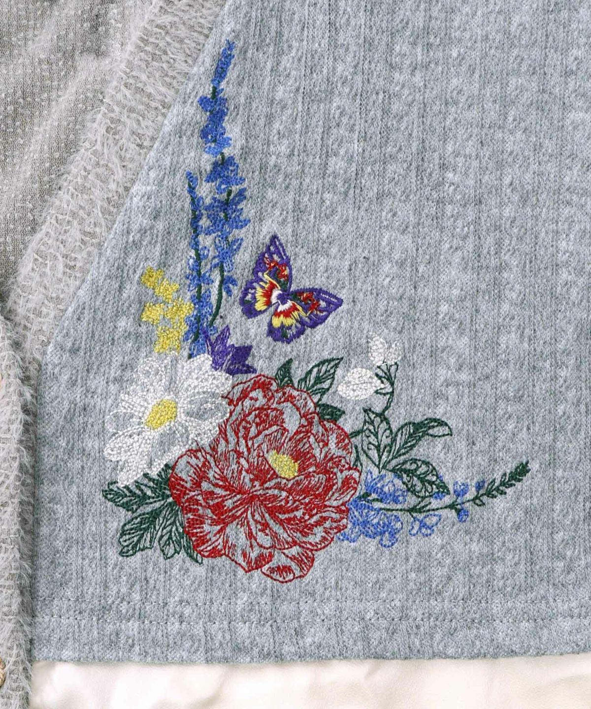 3素材ミックス花×蝶刺繍カーディガン-9