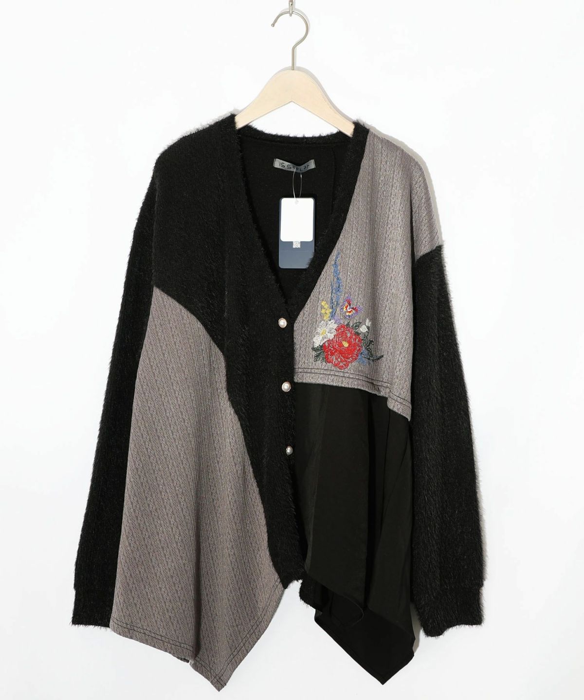 3素材ミックス花×蝶刺繍カーディガン-10