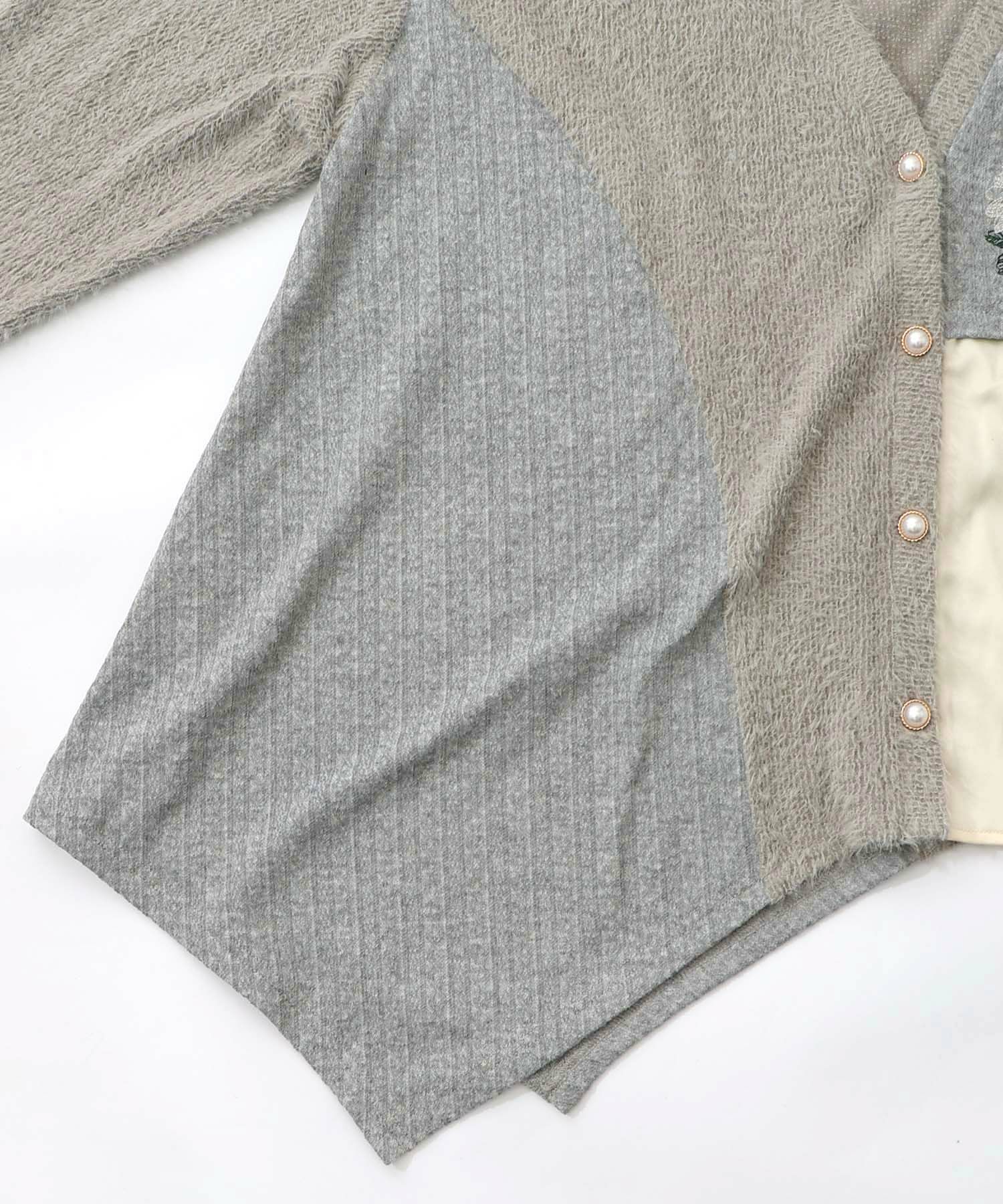 3素材ミックス花×蝶刺繍カーディガン-14