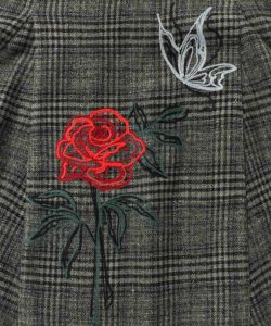 バラ×蝶刺繍起毛 チェックマーメイドスカート-9