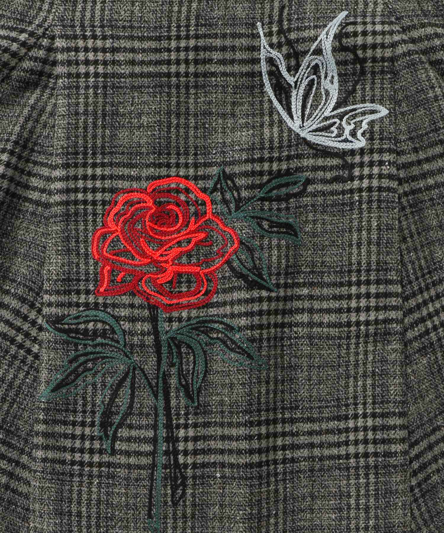 バラ×蝶刺繍起毛 チェックマーメイドスカート-9
