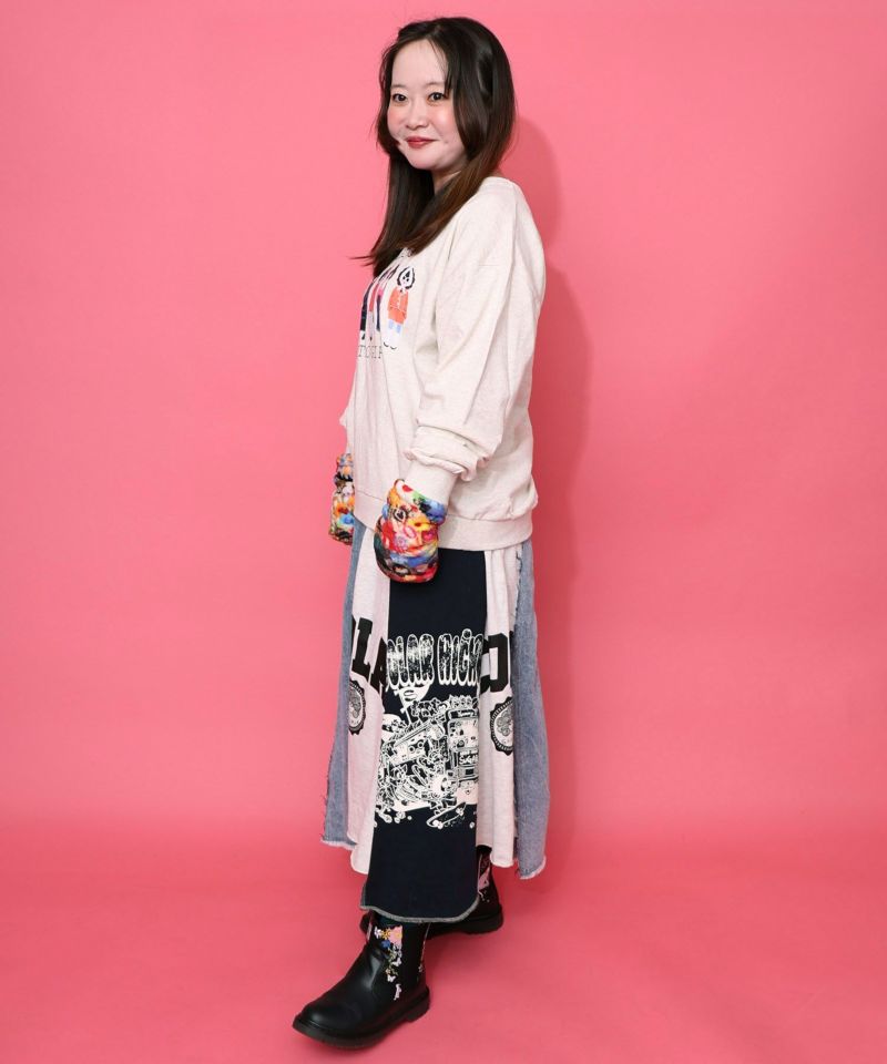 アームウォーマー付き レトロ柄裏毛プルオーバー-11