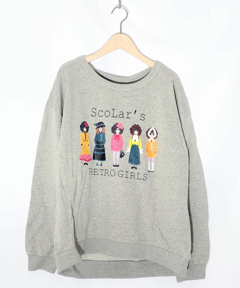 アームウォーマー付き レトロ柄裏毛プルオーバー-16