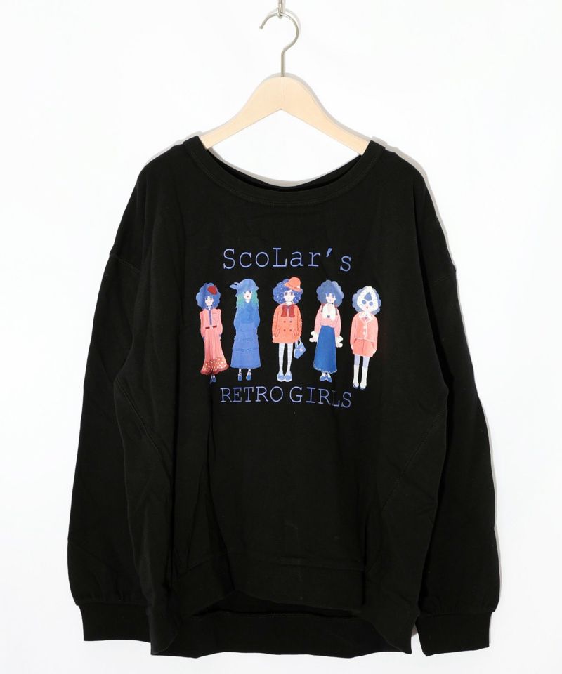 アームウォーマー付き レトロ柄裏毛プルオーバー-18