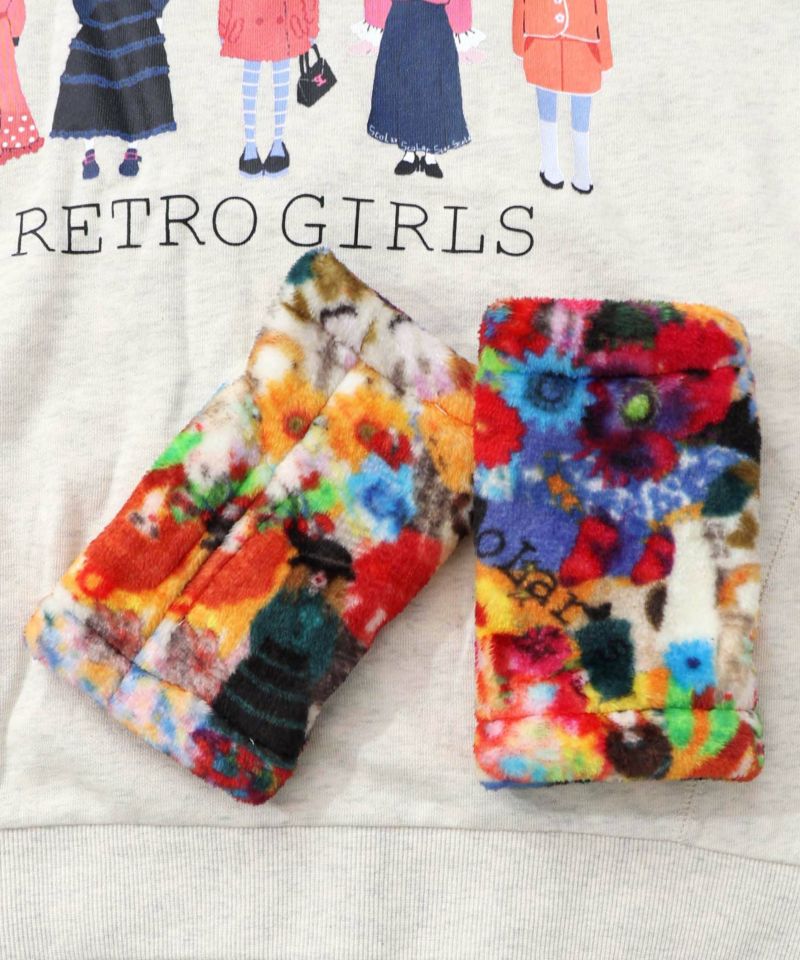 アームウォーマー付き レトロ柄裏毛プルオーバー-24