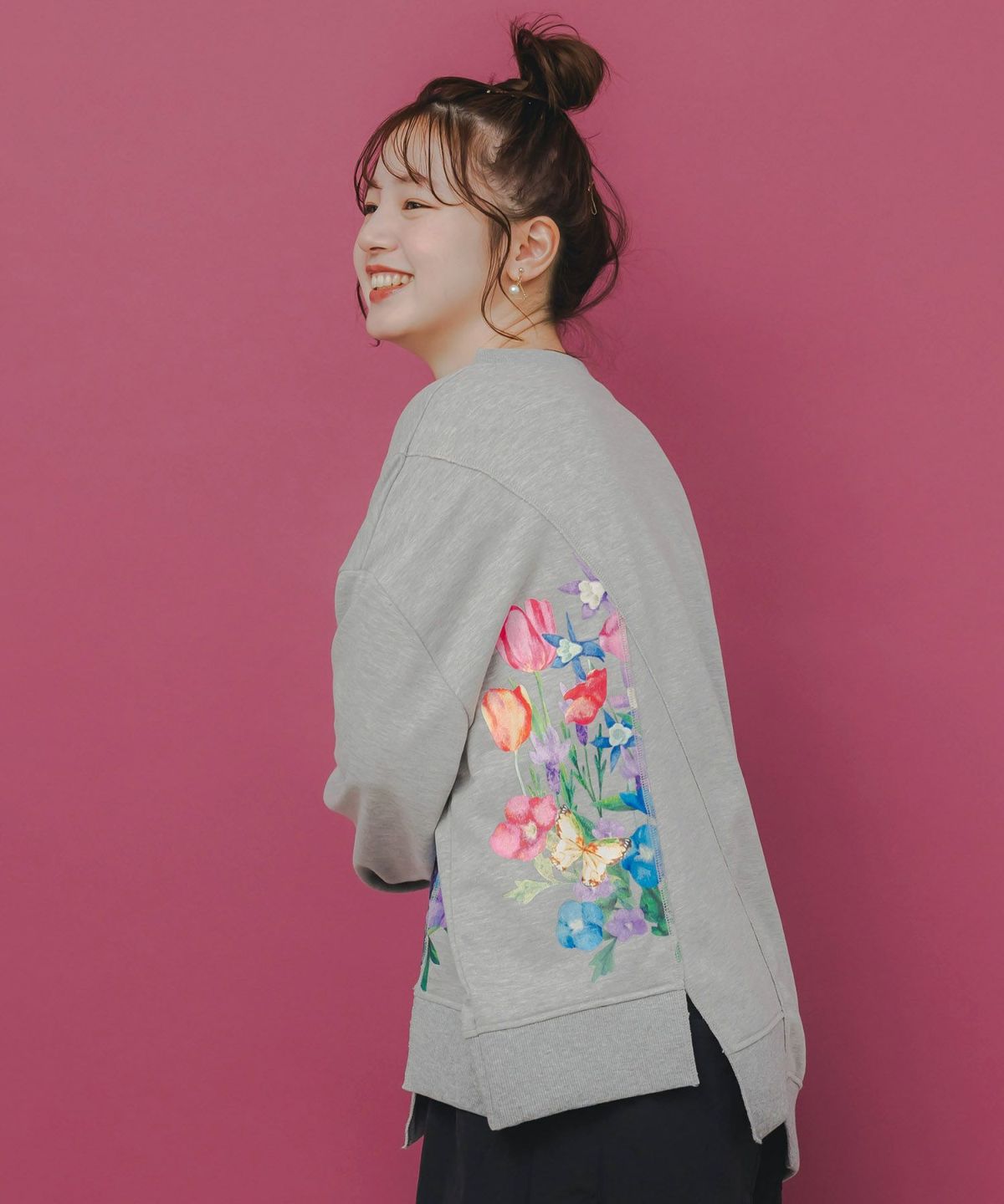 ミニ裏毛×起毛レースリメイク風アシメプルオーバー-4