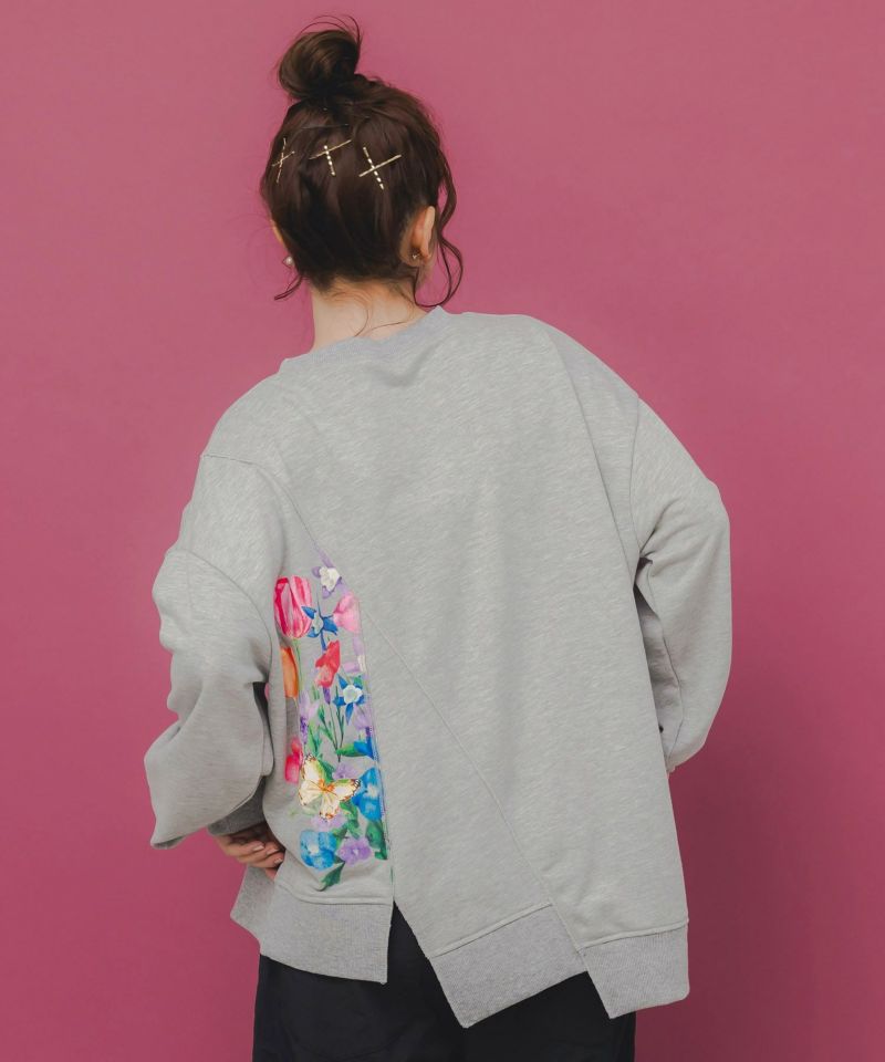 153743：ミニ裏毛×起毛レースリメイク風アシメプルオーバーの通販-ScoLar