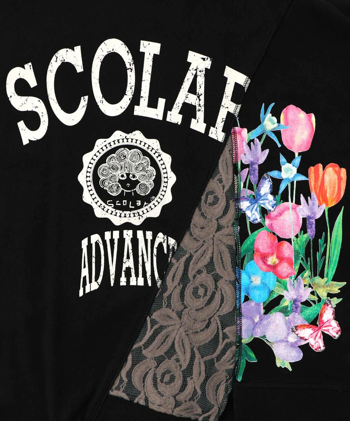 ミニ裏毛×起毛レースリメイク風アシメプルオーバー-16