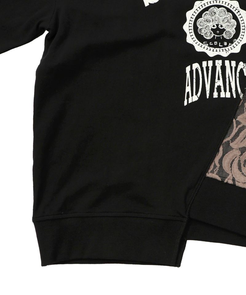 ミニ裏毛×起毛レースリメイク風アシメプルオーバー-19