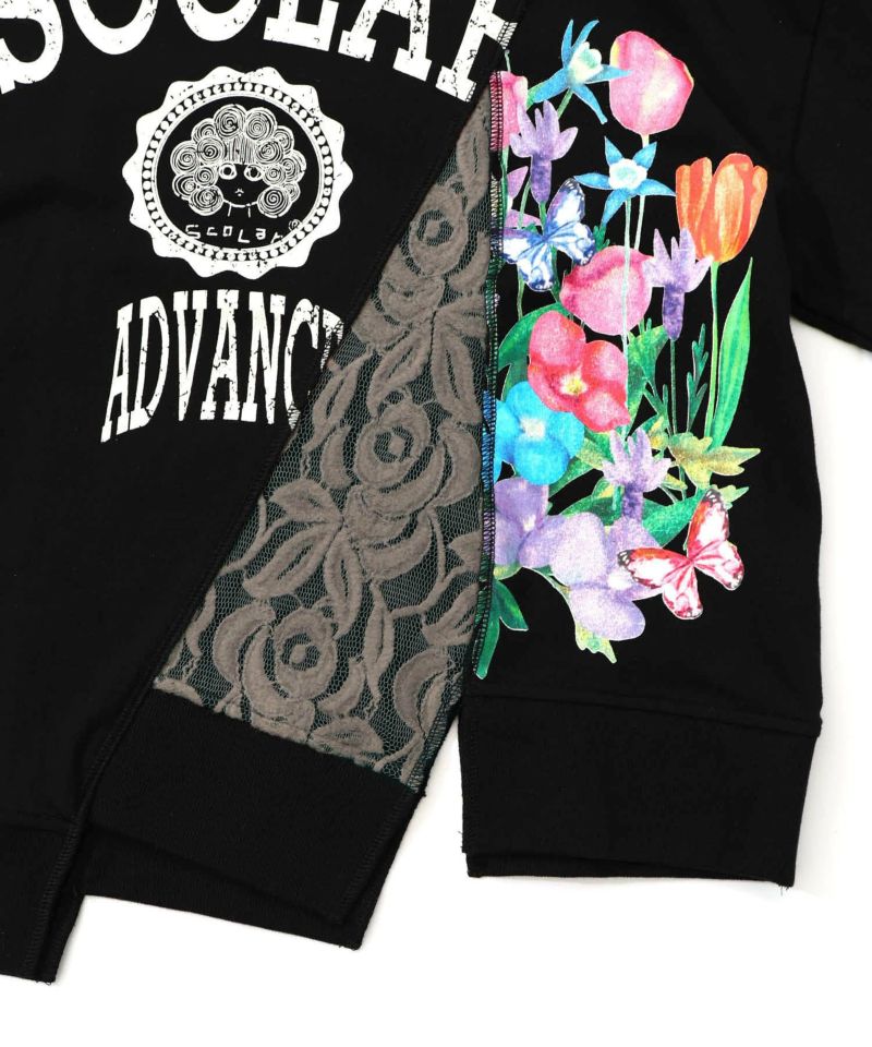 ミニ裏毛×起毛レースリメイク風アシメプルオーバー-20