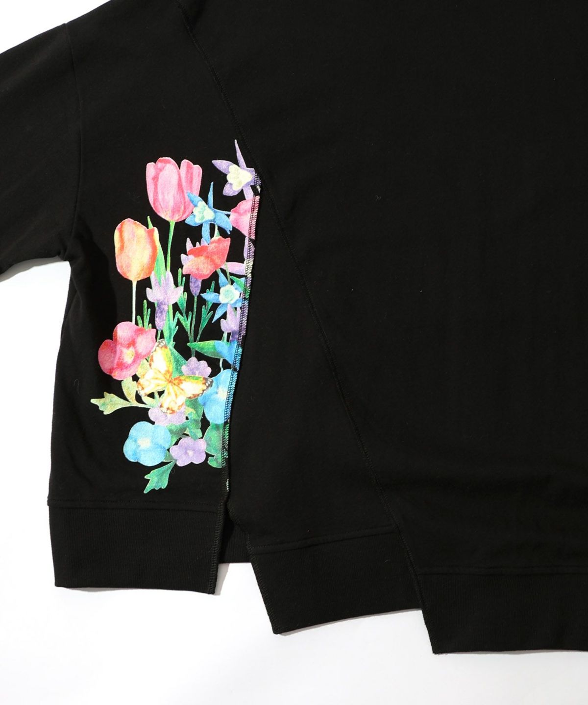 ミニ裏毛×起毛レースリメイク風アシメプルオーバー-21