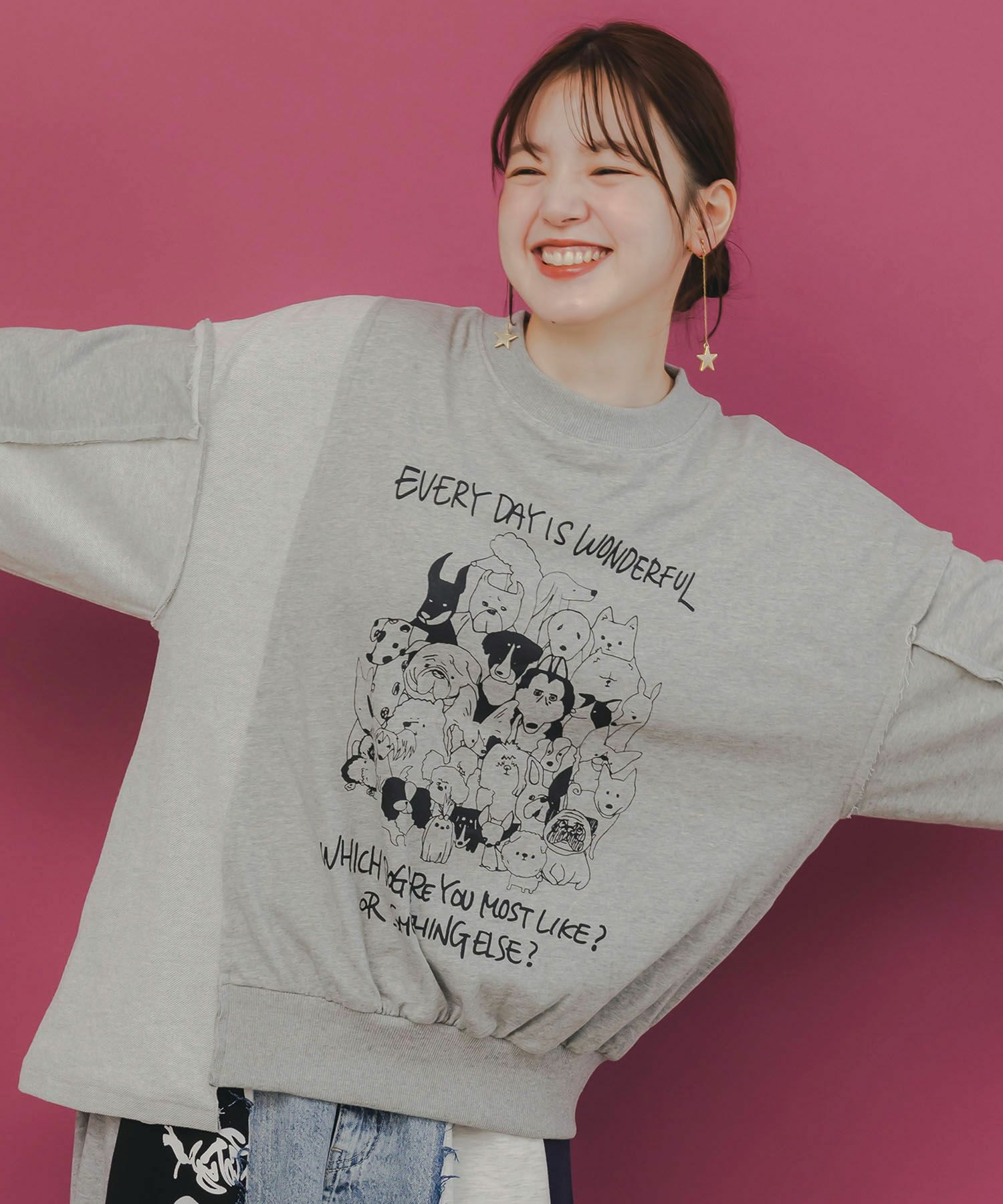 毎日がわんダフル柄アシメプルオーバー-1