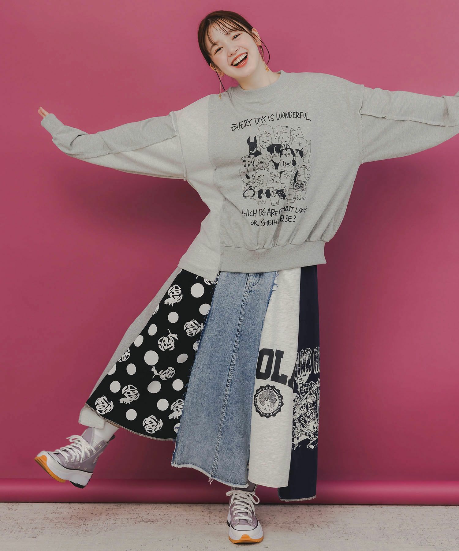 毎日がわんダフル柄アシメプルオーバー-2