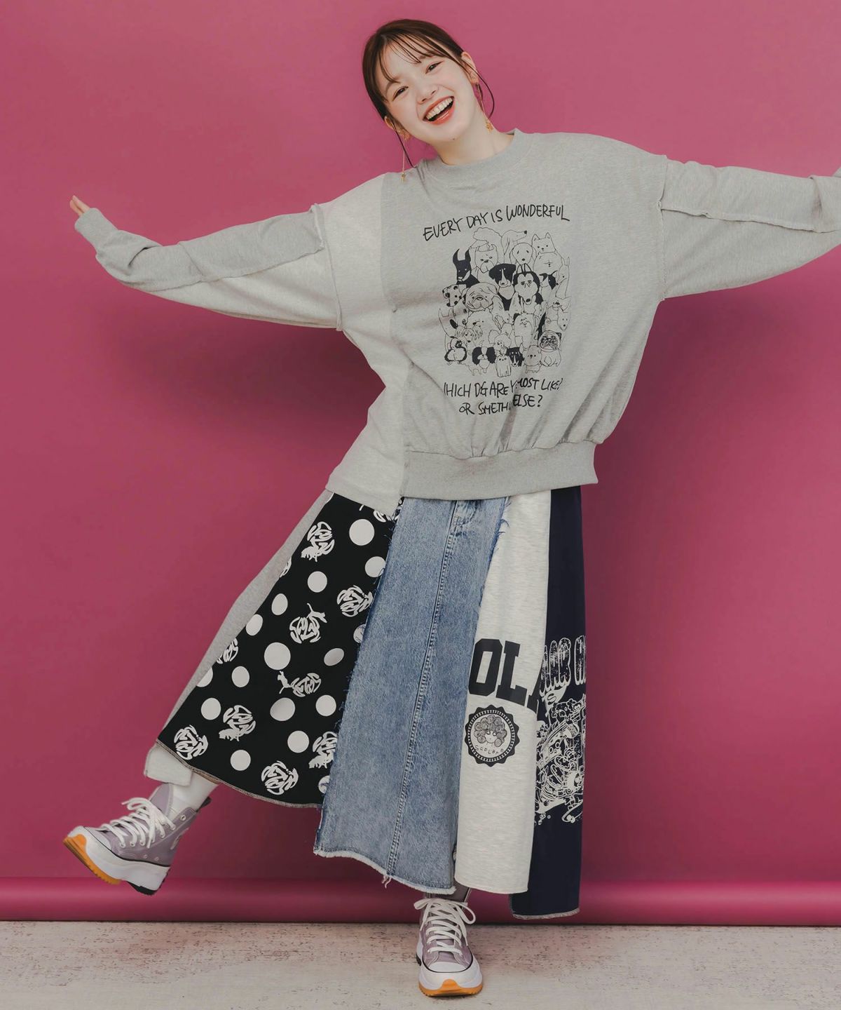 毎日がわんダフル柄アシメプルオーバー-2