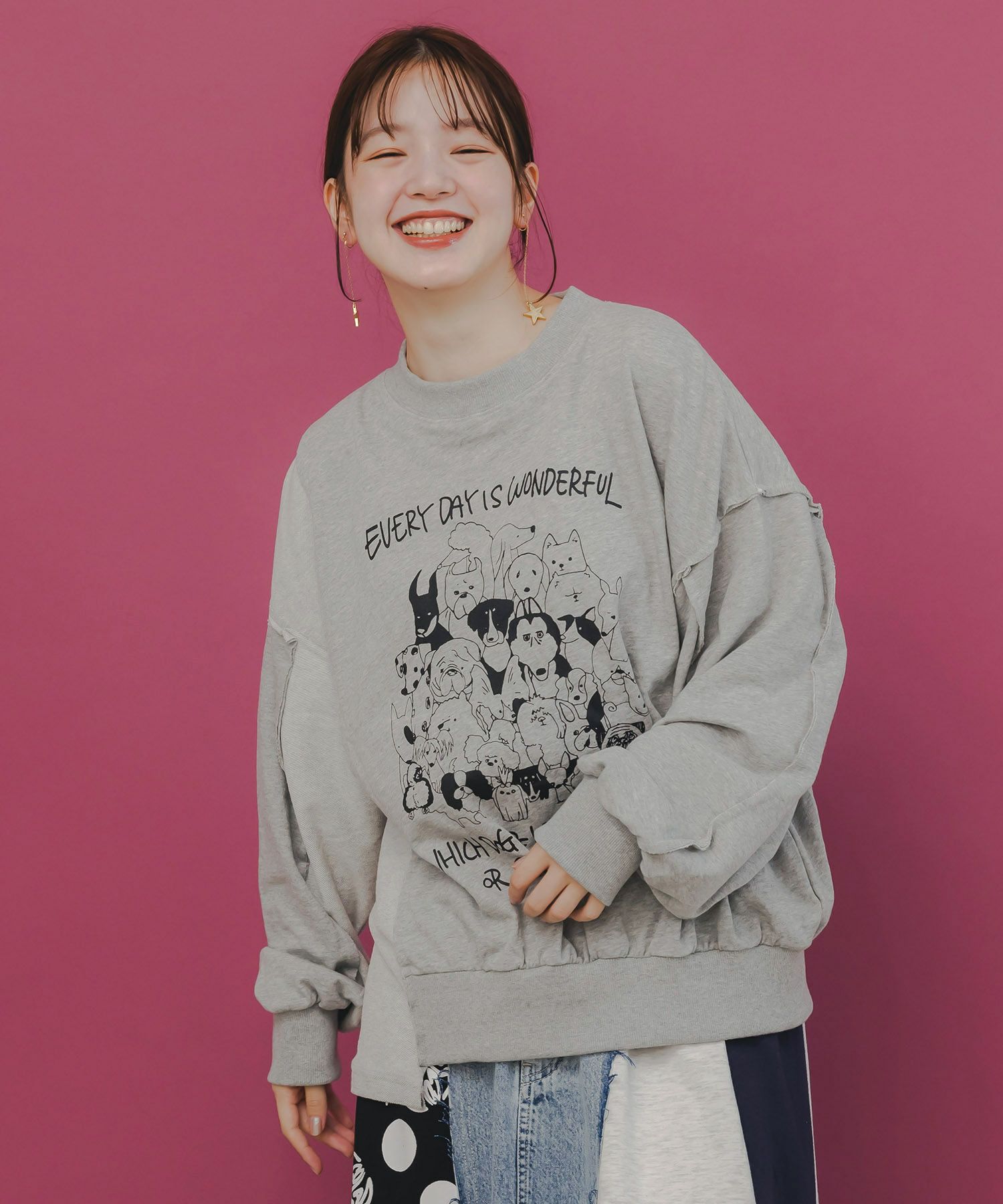 毎日がわんダフル柄アシメプルオーバー-3