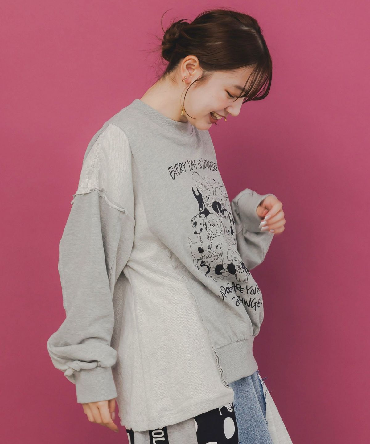 毎日がわんダフル柄アシメプルオーバー-4