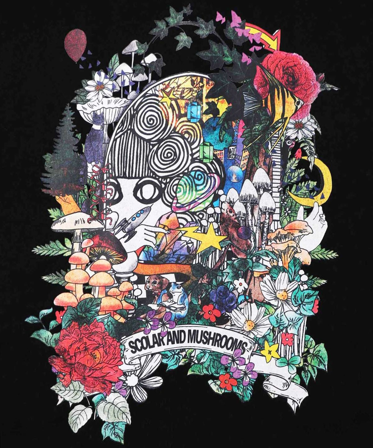 ミニ裏毛×起毛レースきのこ柄レイヤード風チュニック-14