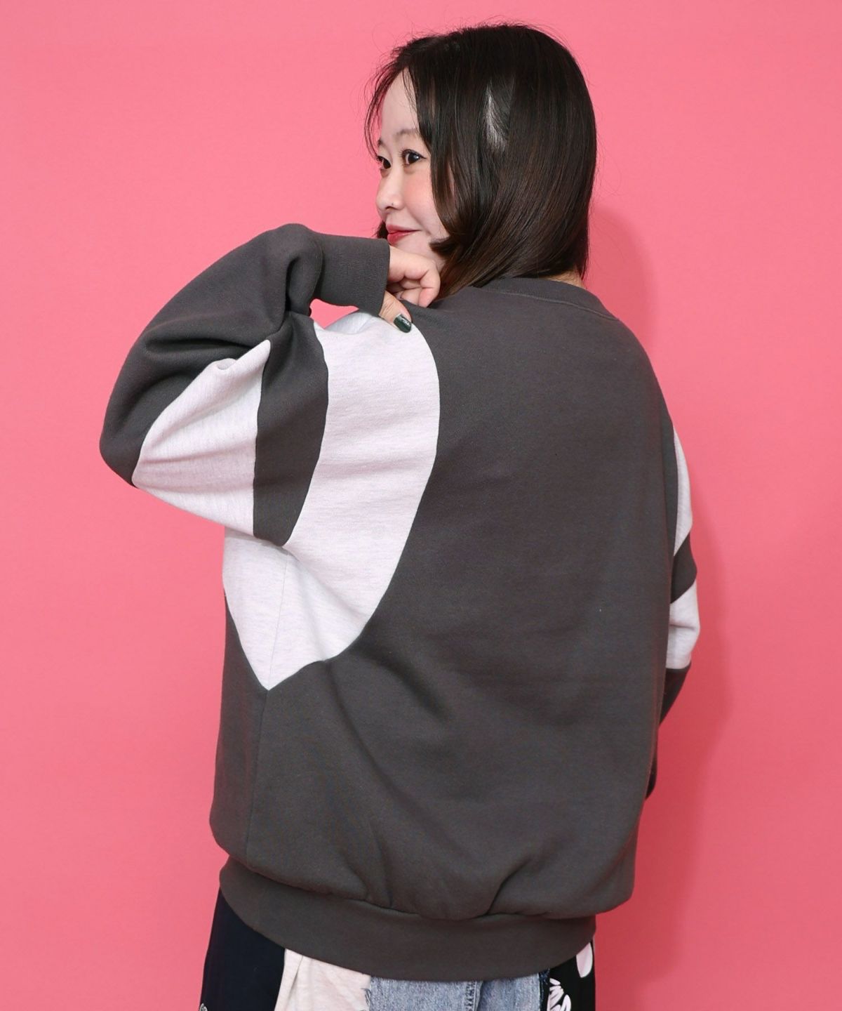 花×宇宙×アート バイカラー裏毛プルオーバー-5