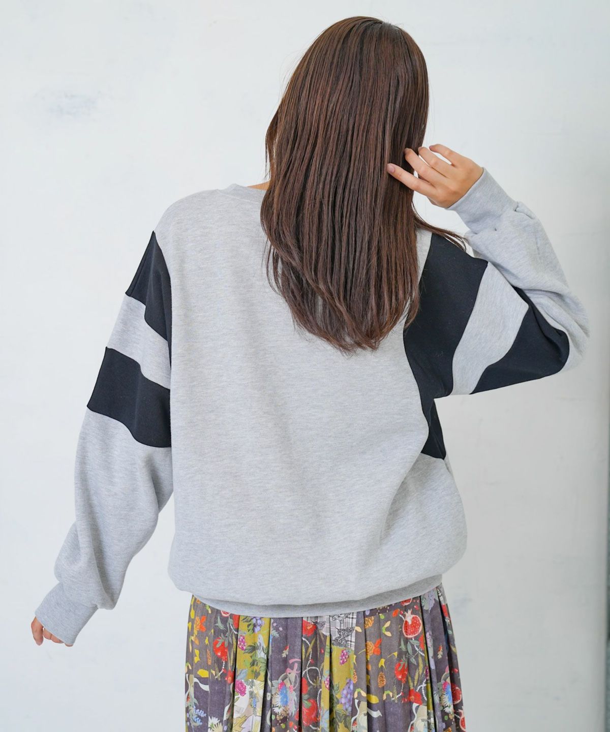 花×宇宙×アート バイカラー裏毛プルオーバー-6