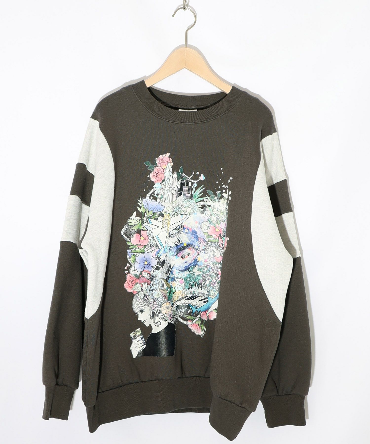 花×宇宙×アート バイカラー裏毛プルオーバー-15