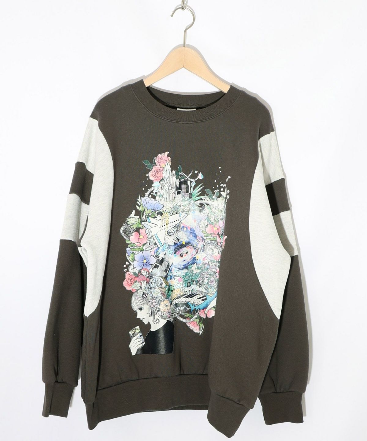 花×宇宙×アート バイカラー裏毛プルオーバー-15