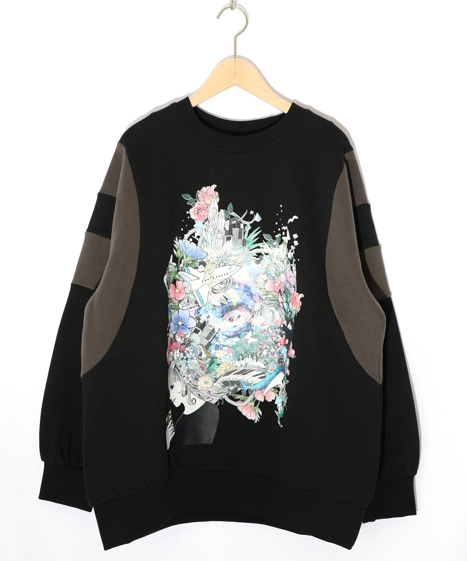 花×宇宙×アート バイカラー裏起毛プルオーバー-19