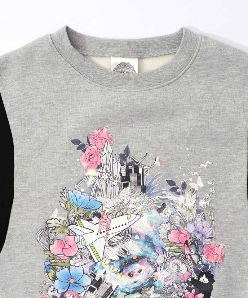 花×宇宙×アート バイカラー裏起毛プルオーバー-21