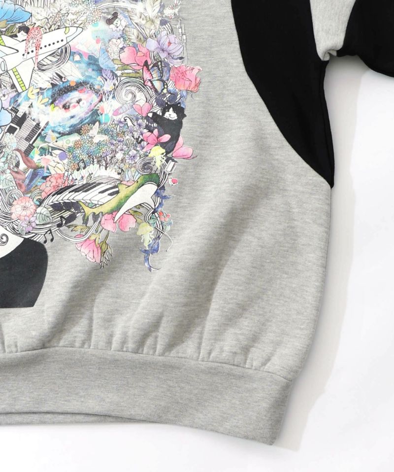 花×宇宙×アート バイカラー裏起毛プルオーバー-23