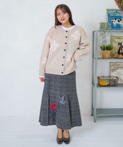 153732：2WAYお花サガラ刺繍ジャガードニットカーディガンの通販-ScoLar