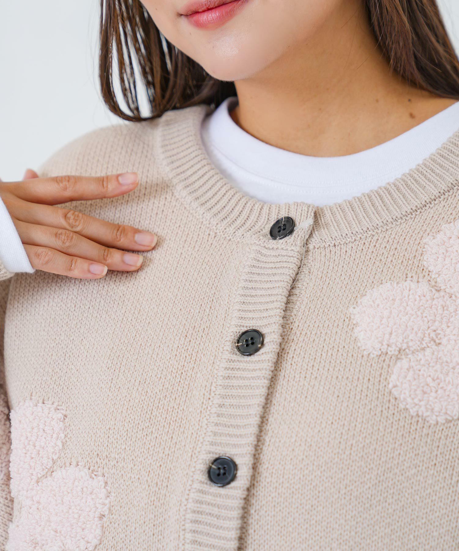 2WAYお花サガラ刺繍ジャガードニットカーディガン-6