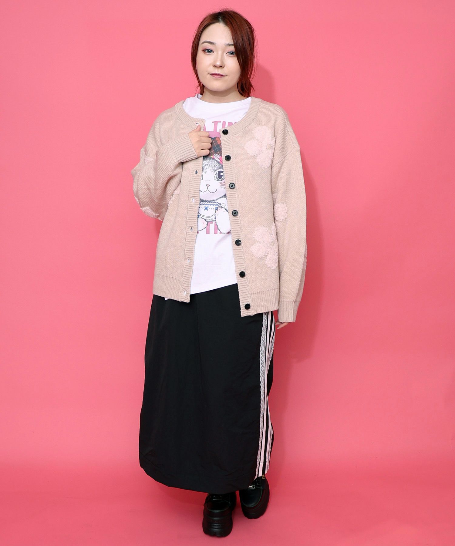 2WAYお花サガラ刺繍ジャガードニットカーディガン-10