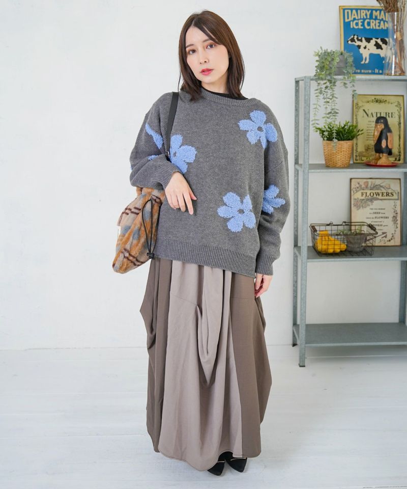 153732：2WAYお花サガラ刺繍ジャガードニットカーディガンの通販-ScoLar