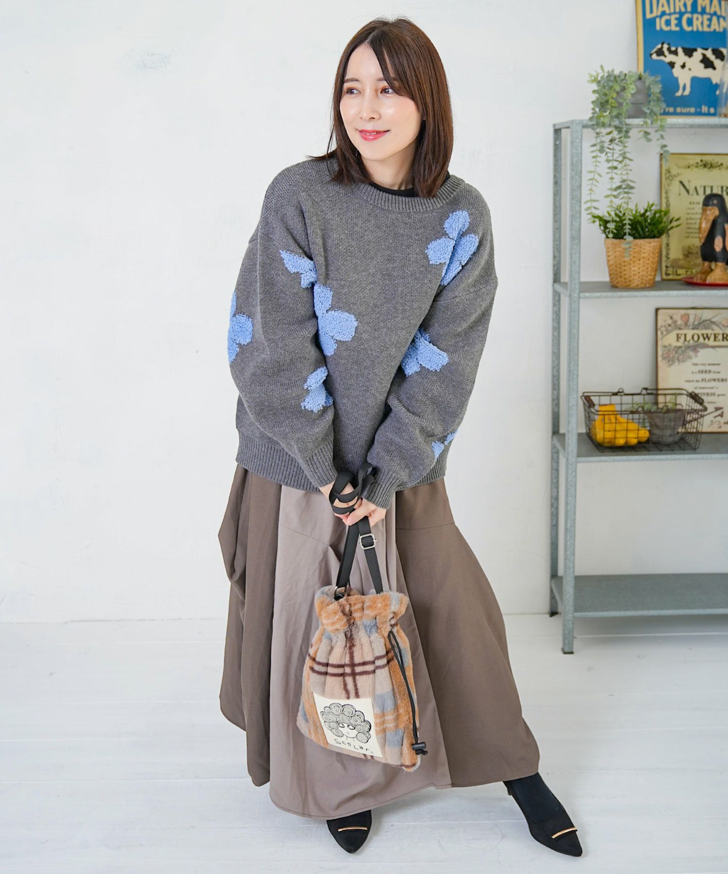 ジットランド　ジャガードカーディガン 153732：2WAYお花サガラ刺繍ジャガードニットカーディガンの通販-ScoLar