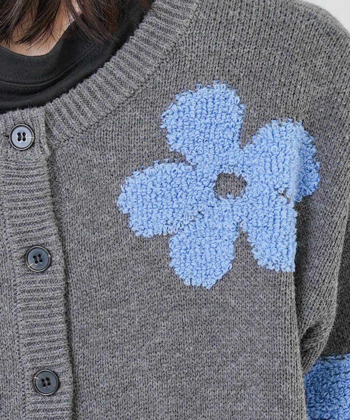 2WAYお花サガラ刺繍ジャガードニットカーディガン-17