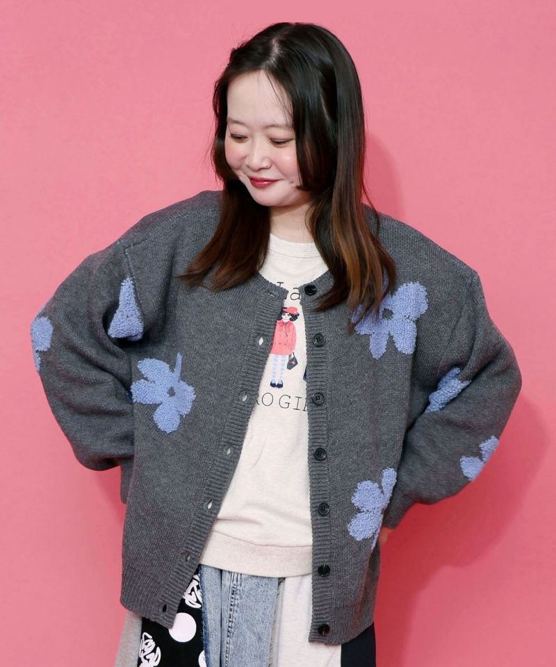 2WAYお花サガラ刺繍ジャガードニットカーディガン-18