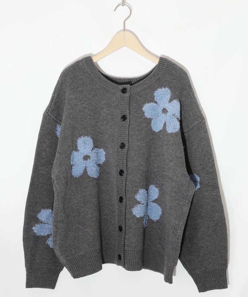 2WAYお花サガラ刺繍ジャガードニットカーディガン-20