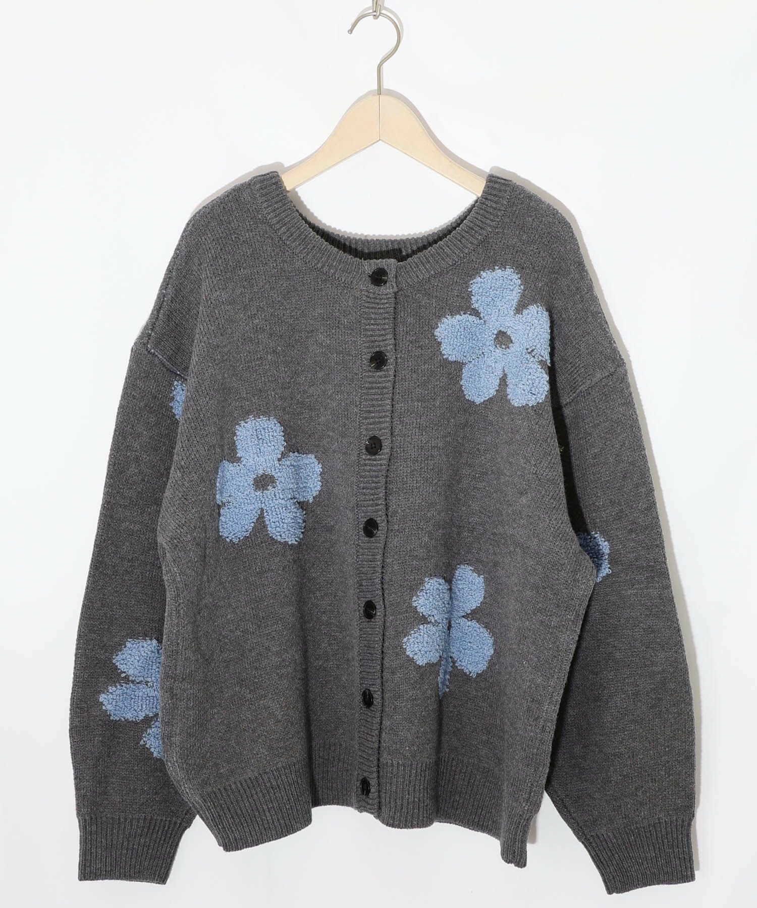 2WAYお花サガラ刺繍ジャガードニットカーディガン-20