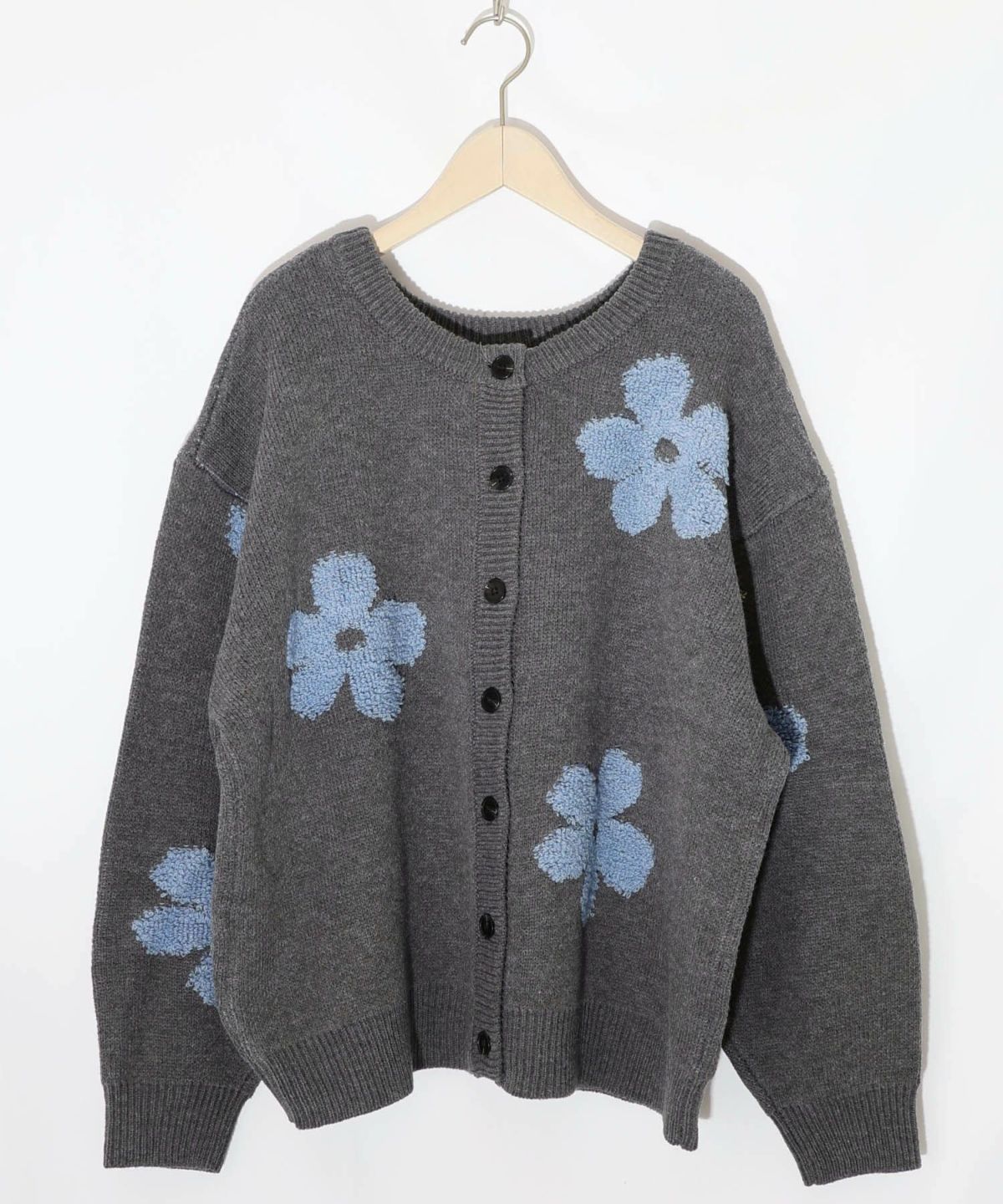 2WAYお花サガラ刺繍ジャガードニットカーディガン-20