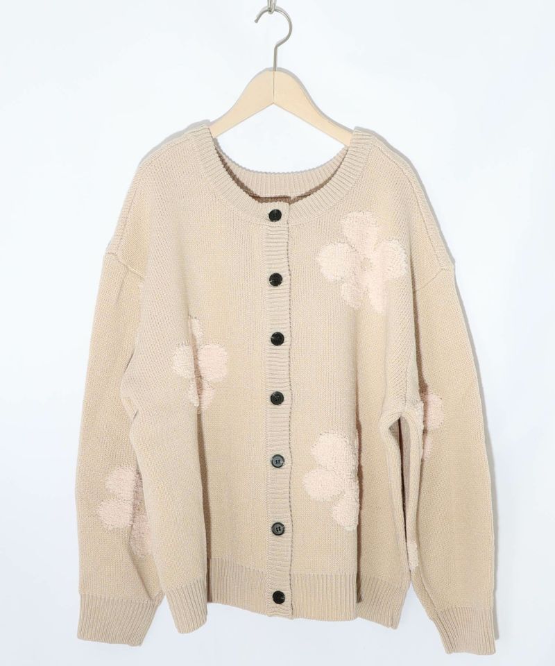 153732：2WAYお花サガラ刺繍ジャガードニットカーディガンの通販-ScoLar