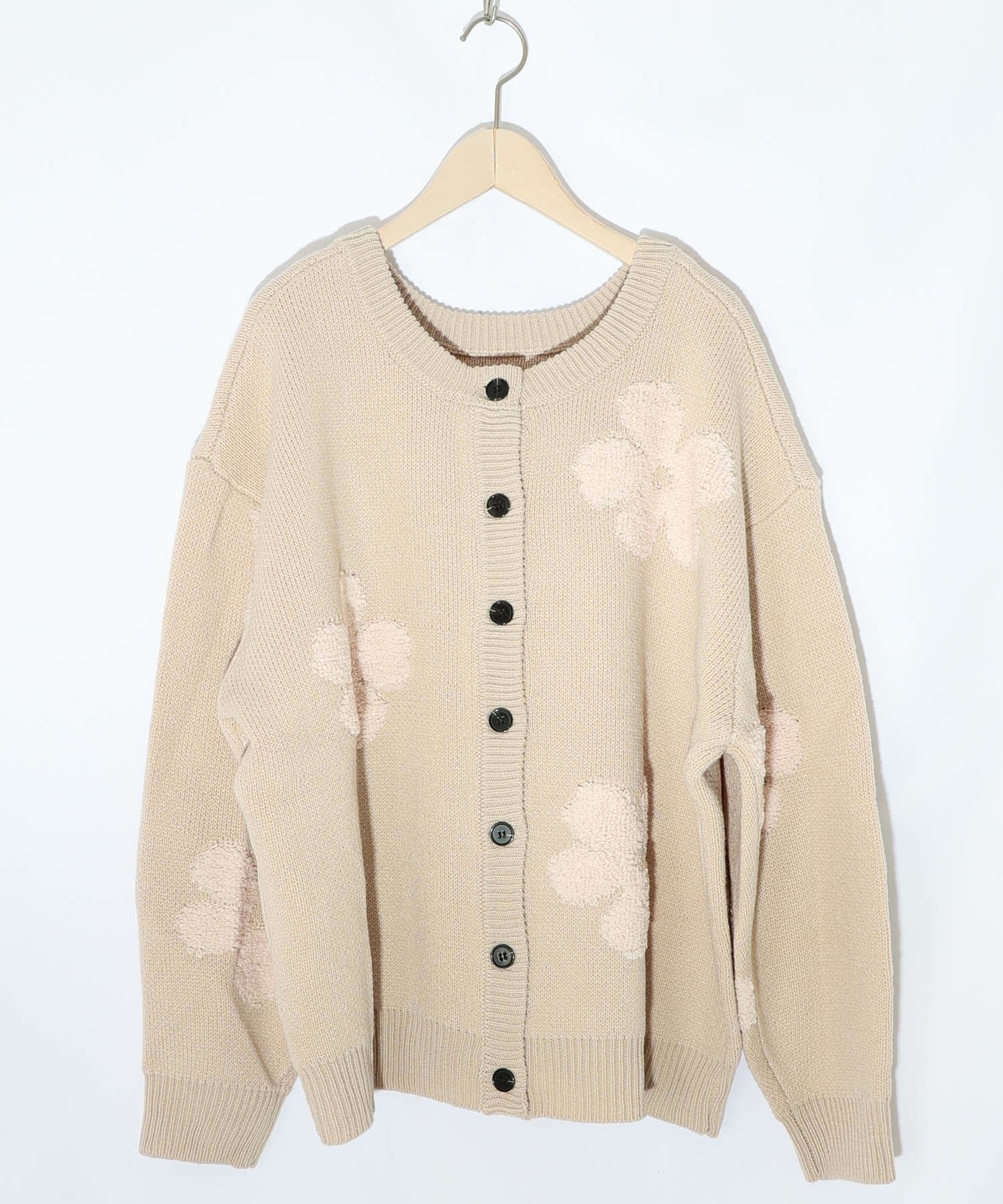 2WAYお花サガラ刺繍ジャガードニットカーディガン-23