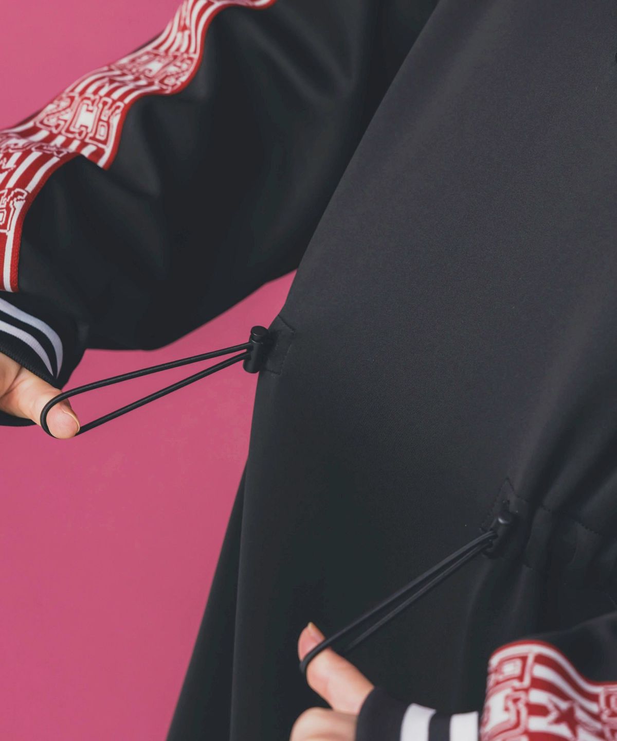 バイカラー異素材 切替ジャージワンピース-7