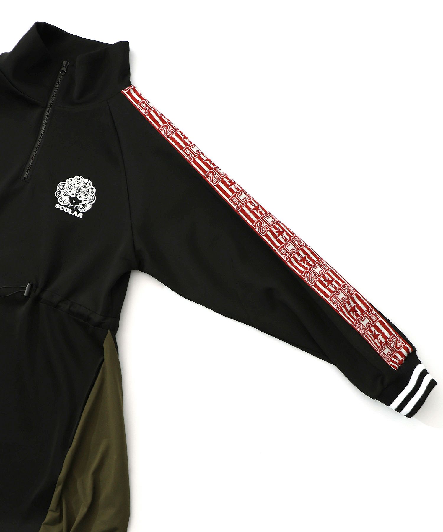 バイカラー異素材 切替ジャージワンピース-14