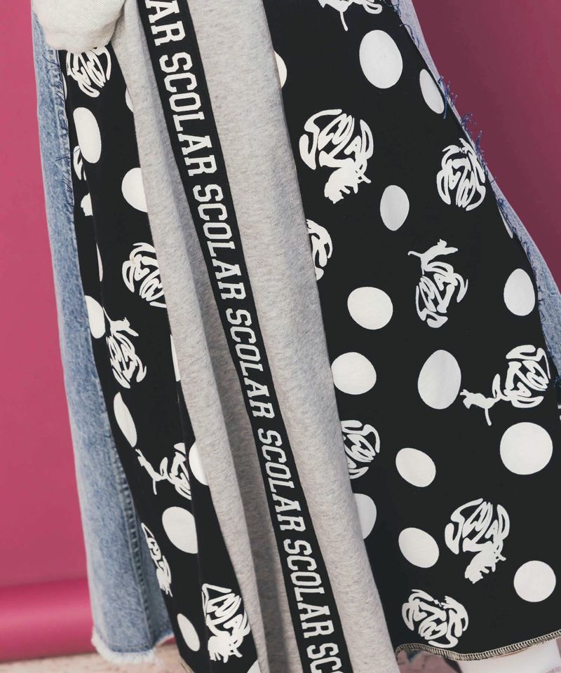 スカラーリメイク風 異素材切替デニムスカート-7