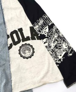 スカラーリメイク風 異素材切替デニムスカート-9