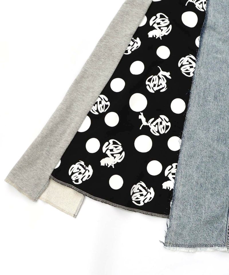 スカラーリメイク風 異素材切替デニムスカート-12